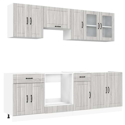 ULUYYUC Badschrank Küchenunterschrank Barschrank Anrichte - 8-TLG. Küchenschrank-Set Kalmar Grau Sonoma Holzwerkstoff für Werkstatt Bad Wohnzimmer Küche ULUYYUC Badschrank Küchenunterschrank Barschrank Anrichte - 8-TLG. Küchenschrank-Set Kalmar Grau Sonoma Holzwerkstoff für Werkstatt Bad Wohnzimmer Küche von ULUYYUC