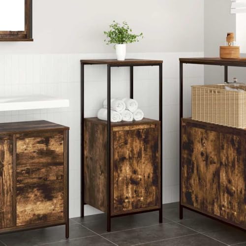 ULUYYUC Badschrank Räuchereiche 36x35x95 cm mit Tür und Regalen Modernes Design Robust und Langlebig für Badezimmer Flur Wohnzimmer Küche von ULUYYUC