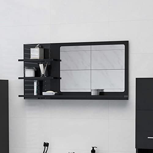ULUYYUC Badspiegel Hochglanz Schwarz 90x10,5x45 cm aus Holzwerkstoff Robust mit 3 Ablagen Modernes Design Badezimmer Wandschrank auch als Medizinschrank Medikamentenschrank Badmöbel für Bad WC Flur ULUYYUC Badspiegel Hochglanz Schwarz 90x10,5x45 cm aus Holzwerkstoff Robust mit 3 Ablagen Modernes Design Badezimmer Wandschrank auch als Medizinschrank Medikamentenschrank Badmöbel für Bad WC Flur von ULUYYUC