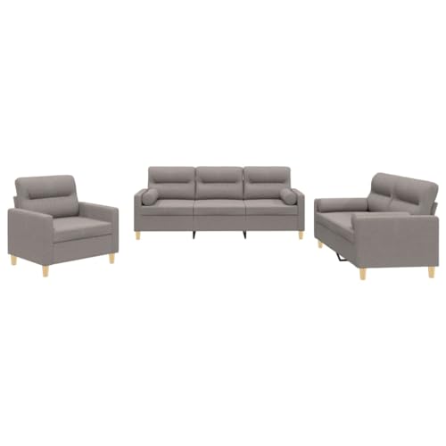 ULUYYUC Balkon Couch Big Sofa Gartensofa Moderne Sessel - 3-TLG. Sofagarnitur mit Kissen Taupe Stoff für Esszimmer Wohnzimmer Balkon Jugendzimmer von ULUYYUC