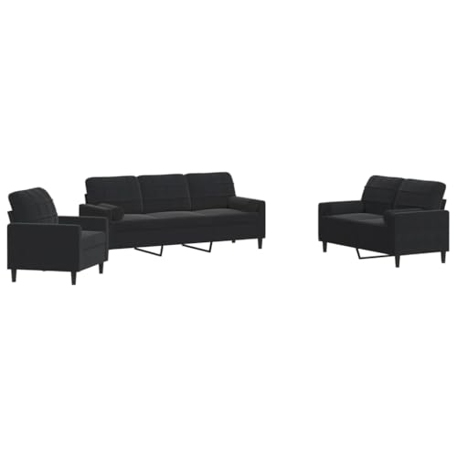 ULUYYUC Balkon Couch Big Sofa Lesesessel Garden Sofas - 3-TLG. Sofagarnitur mit Kissen und Nackenrollen Schwarz Samt für Wohnzimmer Küche Schlafzimmer Balkon ULUYYUC Balkon Couch Big Sofa Lesesessel Garden Sofas - 3-TLG. Sofagarnitur mit Kissen und Nackenrollen Schwarz Samt für Wohnzimmer Küche Schlafzimmer Balkon von ULUYYUC