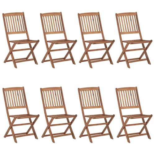 ULUYYUC Balkon Möbel Campingstuhl Gartenmöbel Küchenstühle - Klappbare Gartenstühle 8 STK. mit Kissen Massivholz Akazie für Küche Sauna Garten Balkon von ULUYYUC