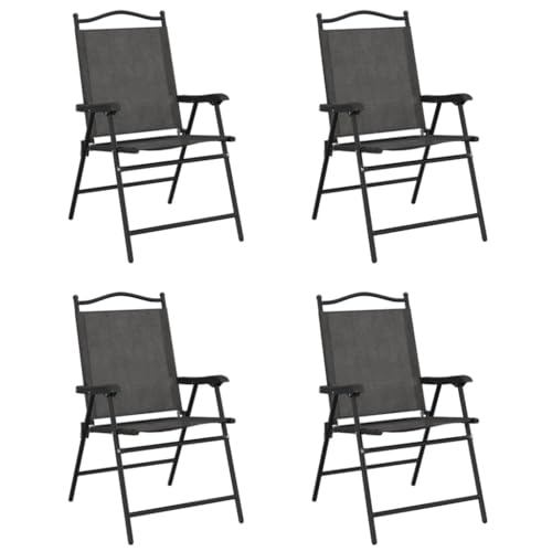 ULUYYUC Balkon Möbel Gartenstühle Esszimmerstühle Küchenstühle - Klappbare Gartenstühle 4 STK. Graumeliert Stahl und Textilene für Wohnzimmer Campingplatz Garten Küche von ULUYYUC