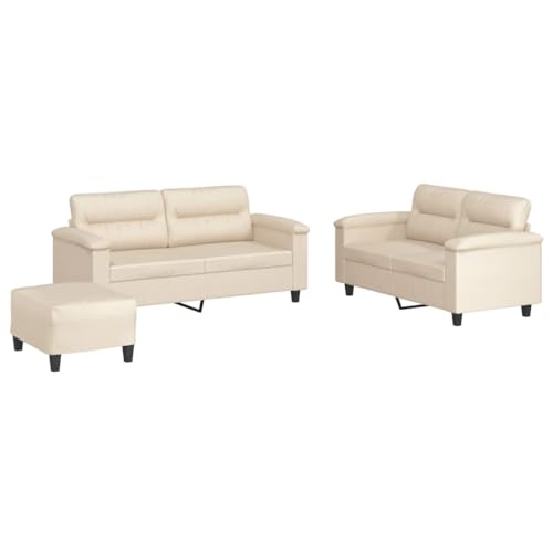 ULUYYUC Balkonsofa Big Sofa Lesesessel Moderne Sessel - 3-TLG. Sofagarnitur mit Kissen Beige Mikrofasergewebe für Wohnzimmer Küche Schlafzimmer Esszimmer von ULUYYUC