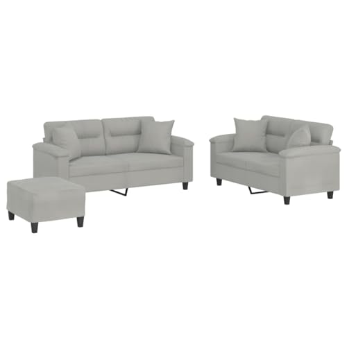 ULUYYUC Balkonsofa Big Sofa Lesesessel Moderne Sessel - 3-TLG. Sofagarnitur mit Kissen Hellgrau Mikrofasergewebe für Wohnzimmer Küche Schlafzimmer Esszimmer von ULUYYUC