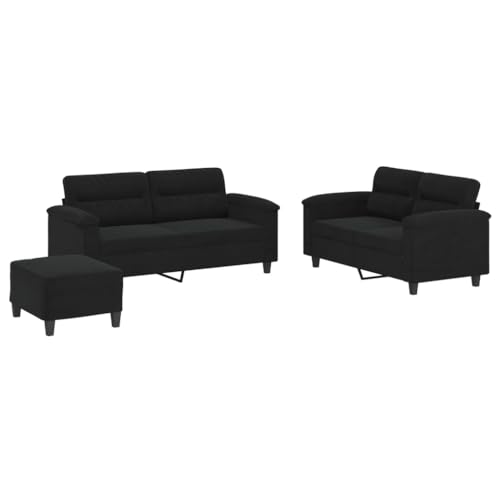 ULUYYUC Balkonsofa Big Sofa Lesesessel Moderne Sessel - 3-TLG. Sofagarnitur mit Kissen Schwarz Mikrofasergewebe für Wohnzimmer Küche Schlafzimmer Esszimmer von ULUYYUC