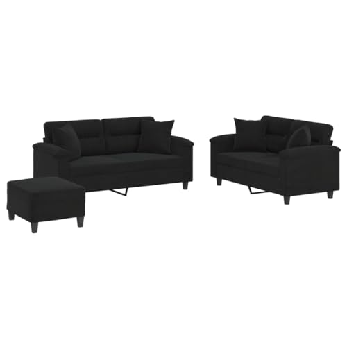 ULUYYUC Balkonsofa Big Sofa Lesesessel Moderne Sessel - 3-TLG. Sofagarnitur mit Kissen Schwarz Mikrofasergewebe für Wohnzimmer Küche Schlafzimmer Esszimmer von ULUYYUC