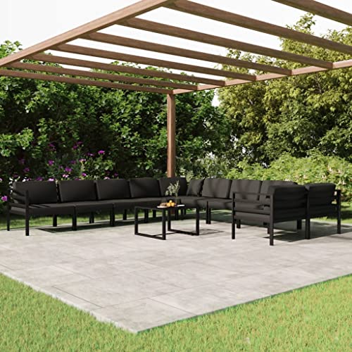 ULUYYUC Biertischgarnitur Terrassensofa Salonsofa-Sets11-tlg. Garten-Lounge-Set mit Kissen Aluminium Anthrazitgeeignet für draußen, Garten von ULUYYUC