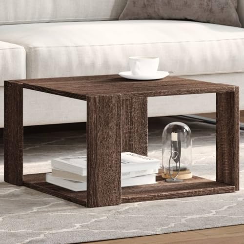 ULUYYUC Brauner Couchtisch Eichen-Optik aus Holzwerkstoff 51,5x51,5x30 cm mit Stauraum Robustes Design für Wohnzimmer und Couchbereich von ULUYYUC
