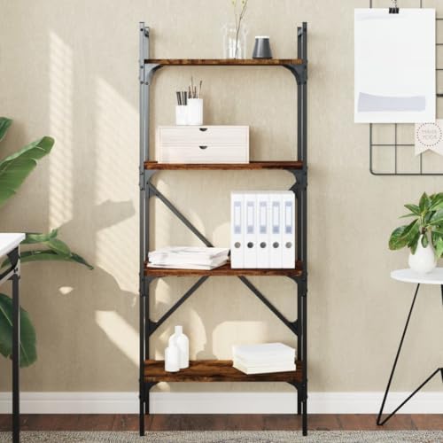 ULUYYUC Bücherregal 4 Fächer Räuchereiche Holzwerkstoff Stahl Gestell 56x31,5x138,5cm Schmaler Hochschrank für Wohnzimmer Aufbewahrung und Deko ULUYYUC Bücherregal 4 Fächer Räuchereiche Holzwerkstoff Stahl Gestell 56x31,5x138,5cm Schmaler Hochschrank für Wohnzimmer Aufbewahrung und Deko von ULUYYUC