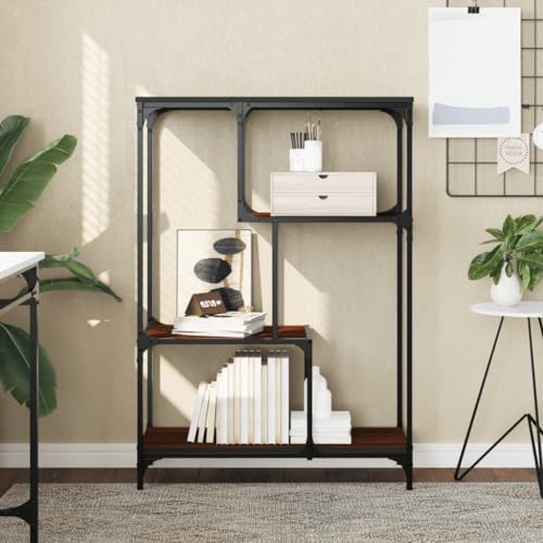 ULUYYUC Bücherregal Braun Eiche 81x36x115 cm aus Holzwerkstoff & Stahl | Schmaler Hochschrank mit Industriestil | Stabiles Eckregal für Wohnzimmer und Büro ULUYYUC Bücherregal Braun Eiche 81x36x115 cm aus Holzwerkstoff & Stahl | Schmaler Hochschrank mit Industriestil | Stabiles Eckregal für Wohnzimmer und Büro von ULUYYUC