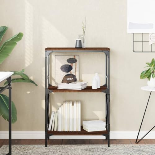 ULUYYUC Bücherregal Braun Eiche Holzwerkstoff Metall 59x35x90,5 cm Schmaler Regalschrank mit Verstellbaren Beinen für Wohnzimmer Küche Abstellraum ULUYYUC Bücherregal Braun Eiche Holzwerkstoff Metall 59x35x90,5 cm Schmaler Regalschrank mit Verstellbaren Beinen für Wohnzimmer Küche Abstellraum von ULUYYUC