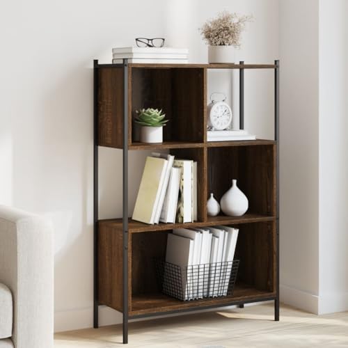 ULUYYUC Bücherregal Braun Eichen-Optik 72x28x109 cm Holzwerkstoff mit Stahlgestell Stabiles Regal für Wohnzimmer Büro Schlafzimmer Aufbewahrung und Dekoration ULUYYUC Bücherregal Braun Eichen-Optik 72x28x109 cm Holzwerkstoff mit Stahlgestell Stabiles Regal für Wohnzimmer Büro Schlafzimmer Aufbewahrung und Dekoration von ULUYYUC