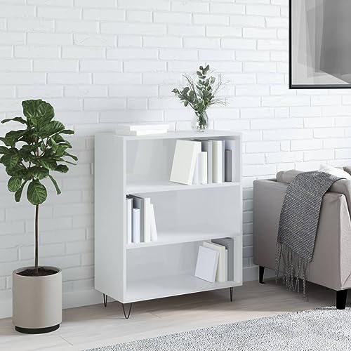 ULUYYUC Bücherregal Hochglanz-Weiß 69,5x32,5x90 cm aus Holzwerkstoff mit 3 Fächern und Metallfüßen - Schmaler Regalschrank für Wohnzimmer Deko und Aufbewahrung ULUYYUC Bücherregal Hochglanz-Weiß 69,5x32,5x90 cm aus Holzwerkstoff mit 3 Fächern und Metallfüßen - Schmaler Regalschrank für Wohnzimmer Deko und Aufbewahrung von ULUYYUC