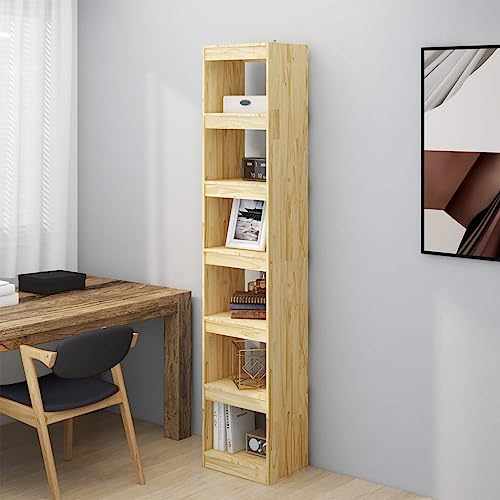 ULUYYUC Bücherregal Schmal 40x30x199 cm Massivholz Kiefer Raumteiler Hochregal mit 6 Fächern Schlankes Design Stabiles Regal für Wohnzimmer Flur Deko ULUYYUC Bücherregal Schmal 40x30x199 cm Massivholz Kiefer Raumteiler Hochregal mit 6 Fächern Schlankes Design Stabiles Regal für Wohnzimmer Flur Deko von ULUYYUC