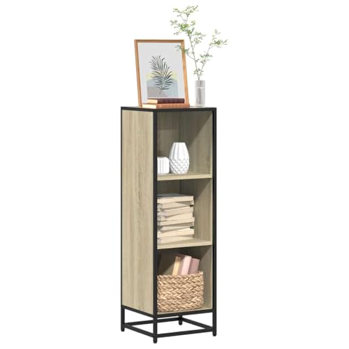 ULUYYUC Bücherregal Schmal Hochschrank Sonoma-Eiche Holzwerkstoff Metall 33,5x33x107,5 cm Modernes Design Industriestil Eckregal mit Wandhalterung für Wohnzimmer Küche Balkon ULUYYUC Bücherregal Schmal Hochschrank Sonoma-Eiche Holzwerkstoff Metall 33,5x33x107,5 cm Modernes Design Industriestil Eckregal mit Wandhalterung für Wohnzimmer Küche Balkon von ULUYYUC