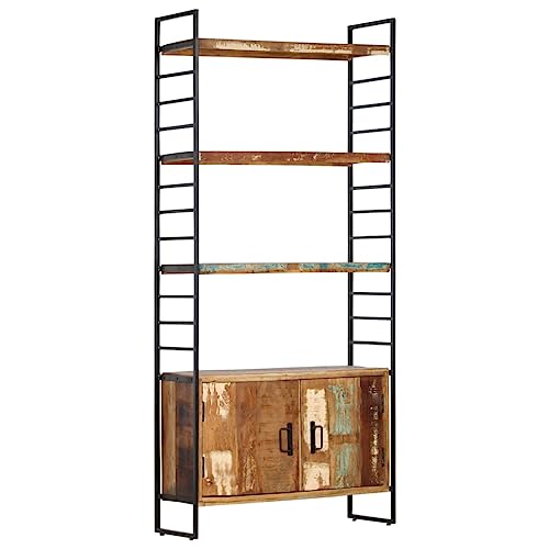 ULUYYUC Bücherregal Schrank 4 Ebenen 80x30x180cm Altholz Massiv Eisenrahmen Industriestil Regal mit Türen für Wohnzimmer Büro Deko Aufbewahrung ULUYYUC Bücherregal Schrank 4 Ebenen 80x30x180cm Altholz Massiv Eisenrahmen Industriestil Regal mit Türen für Wohnzimmer Büro Deko Aufbewahrung von ULUYYUC