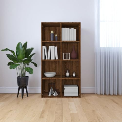 ULUYYUC Bücherregal Schrank Sideboard Braun Eiche 66x30x130 cm Holzwerkstoff Multifunktionales Regal mit 8 Fächern als Bücherregal oder Wohnzimmerschrank von ULUYYUC