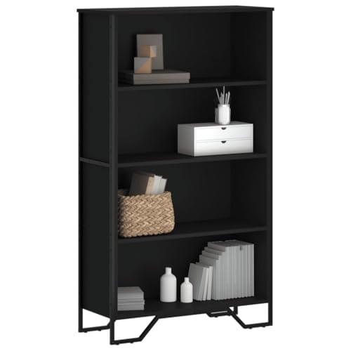 ULUYYUC Bücherregal Schwarz 80x31x137,5 cm Holzwerkstoff Metall mit 4 Fächern Modernes Design Stabiler Aufbau für Wohnzimmer und Büro ULUYYUC Bücherregal Schwarz 80x31x137,5 cm Holzwerkstoff Metall mit 4 Fächern Modernes Design Stabiler Aufbau für Wohnzimmer und Büro von ULUYYUC