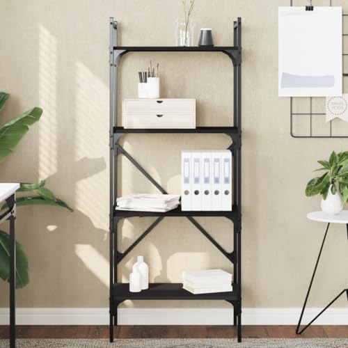 ULUYYUC Bücherregal Schwarz Holzwerkstoff Stahlrahmen 4 Fächer 56x31,5x138,5 cm Schmaler Hochschrank Standregal für Wohnzimmer Küche Balkon Aufbewahrung ULUYYUC Bücherregal Schwarz Holzwerkstoff Stahlrahmen 4 Fächer 56x31,5x138,5 cm Schmaler Hochschrank Standregal für Wohnzimmer Küche Balkon Aufbewahrung von ULUYYUC