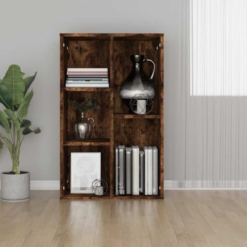 ULUYYUC Bücherregal Sideboard Räuchereiche 50x25x80 cm Holzwerkstoff Schmaler Hochschrank mit 5 Fächern für Wohnzimmer Küche Balkon von ULUYYUC