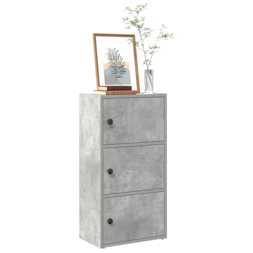 ULUYYUC Bücherregal mit Türen Betongrau 40x24x77 cm Schmales Eckregal aus Holzwerkstoff Stauraum-Schrank für Wohnzimmer Büro Balkon ULUYYUC Bücherregal mit Türen Betongrau 40x24x77 cm Schmales Eckregal aus Holzwerkstoff Stauraum-Schrank für Wohnzimmer Büro Balkon von ULUYYUC