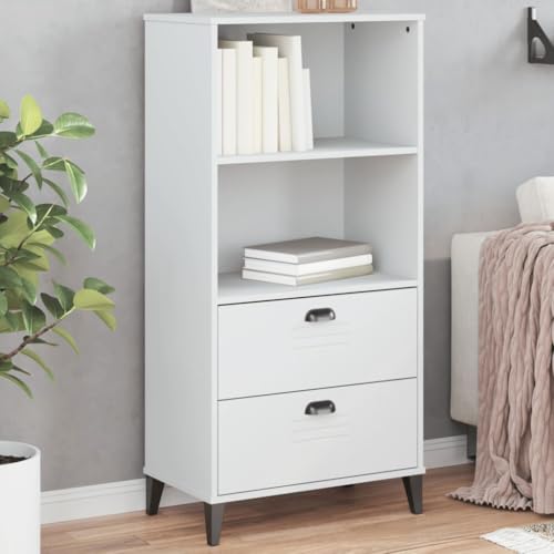 ULUYYUC Bücherschrank VIKEN Weiß 60x35x123 cm Industrielles Design Standregal mit Griffen aus Holzwerkstoff für Wohnzimmer Küche Balkon ULUYYUC Bücherschrank VIKEN Weiß 60x35x123 cm Industrielles Design Standregal mit Griffen aus Holzwerkstoff für Wohnzimmer Küche Balkon von ULUYYUC