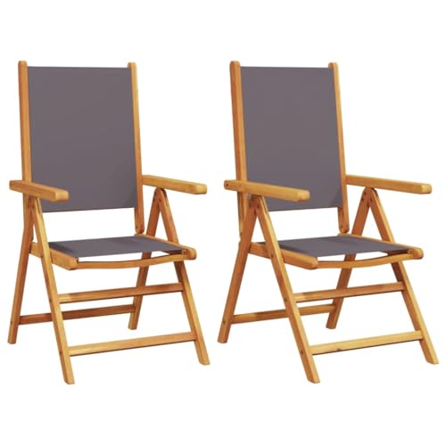ULUYYUC Campingstühle Campingstuhl Esszimmerstühle Schminktisch Stuhl - Gartenstühle 2 STK. Anthrazit Massivholz Akazie & Stoff für Sauna Küche Balkon Wohnzimmer von ULUYYUC