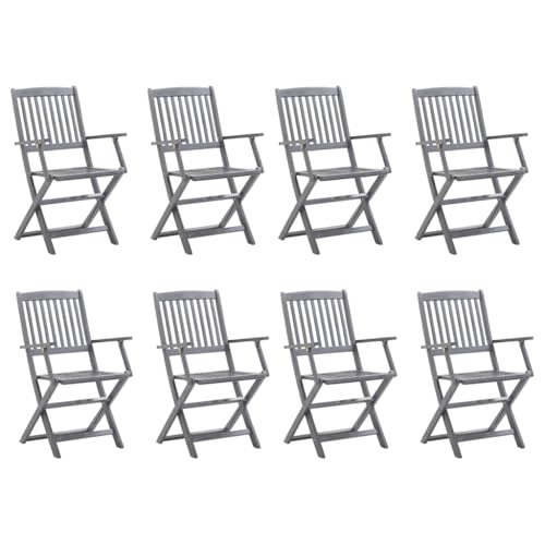 ULUYYUC Campingstühle Campingstuhl Gartenstühle Barhocker - Klappbare Gartenstühle 8 STK. mit Kissen Massivholz Akazie für Campingplatz Esszimmer Küche Wohnzimmer von ULUYYUC