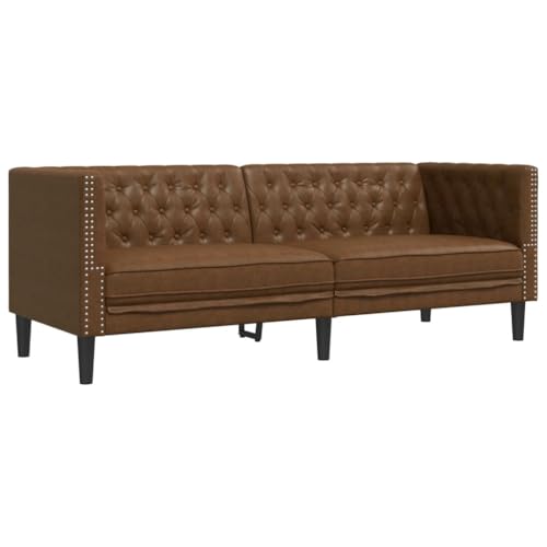 ULUYYUC Couch Sessel Sessel Wohnzimmer Lesesessel Sitzecke Wohnzimmer - Chesterfield-Sofa 3-Sitzer Braun Kunstleder in Wildleder-Optik für Schlafzimmer Esszimmer Küche Wohnzimmer von ULUYYUC