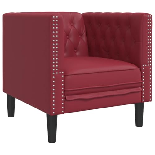 ULUYYUC Couch Sessel Wohnzimmer Lesesessel Sitzecke - Chesterfield-Sessel Weinrot Kunstleder für Schlafzimmer Esszimmer Küche Wohnzimmer von ULUYYUC