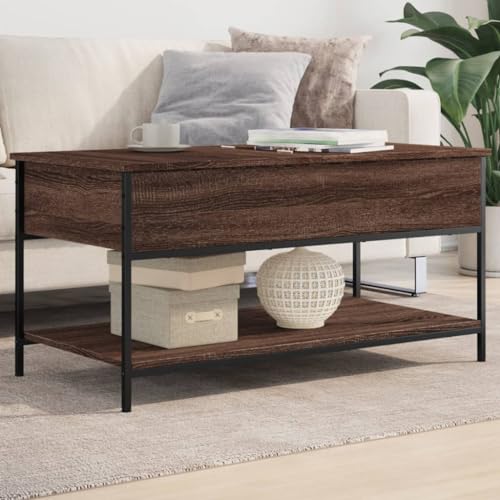 ULUYYUC Couchtisch Beistelltisch Braun Eichen-Optik 100x50x50 cm aus Holzwerkstoff und Metall mit Stauraum Modernes Design Robust für Wohnzimmer Schlafzimmer Flur ULUYYUC Couchtisch Beistelltisch Braun Eichen-Optik 100x50x50 cm aus Holzwerkstoff und Metall mit Stauraum Modernes Design Robust für Wohnzimmer Schlafzimmer Flur von ULUYYUC