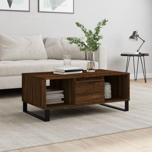 ULUYYUC Couchtisch Beistelltisch Braun Eichen-Optik 90x50x36,5 cm mit Stauraum und Metallbeinen Modernes Design für Wohnzimmer Schlafzimmer oder Flur ULUYYUC Couchtisch Beistelltisch Braun Eichen-Optik 90x50x36,5 cm mit Stauraum und Metallbeinen Modernes Design für Wohnzimmer Schlafzimmer oder Flur von ULUYYUC