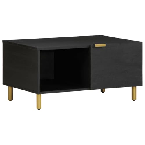 ULUYYUC Couchtisch Beistelltisch Schwarz 80x50x40 cm Holzwerkstoff mit Metallgriffen und Stauraum Industrial Style für Wohnzimmer von ULUYYUC