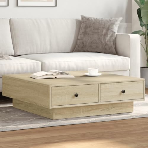 ULUYYUC Couchtisch Beistelltisch Sonoma-Eiche aus Holzwerkstoff und Metall 90x90x28 cm Mit Stauraum Stabiles Design für Wohnzimmer Dekoration ULUYYUC Couchtisch Beistelltisch Sonoma-Eiche aus Holzwerkstoff und Metall 90x90x28 cm Mit Stauraum Stabiles Design für Wohnzimmer Dekoration von ULUYYUC