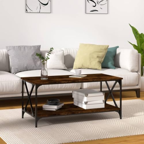 ULUYYUC Couchtisch Beistelltisch in Räuchereiche 100x50x45 cm aus Holzwerkstoff und Eisen Robust Stabiles Design für Wohnzimmer Schlafzimmer ULUYYUC Couchtisch Beistelltisch in Räuchereiche 100x50x45 cm aus Holzwerkstoff und Eisen Robust Stabiles Design für Wohnzimmer Schlafzimmer von ULUYYUC