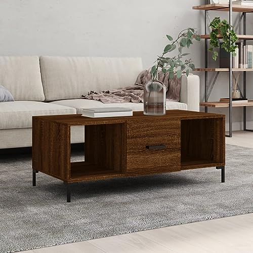 ULUYYUC Couchtisch Braun Eichen-Optik 102x50x40 cm mit 3 Fächern Stauraum und Eisenbeinen – Stilvoller Beistelltisch für Wohnzimmer ULUYYUC Couchtisch Braun Eichen-Optik 102x50x40 cm mit 3 Fächern Stauraum und Eisenbeinen – Stilvoller Beistelltisch für Wohnzimmer von ULUYYUC