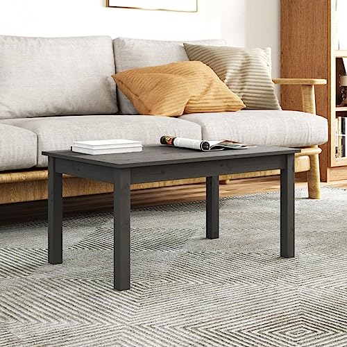 ULUYYUC Couchtisch Grau 80x50x40 cm Massivholz Kiefer Modernes Design Stabiler Beistelltisch für Wohnzimmer Couchbereich von ULUYYUC