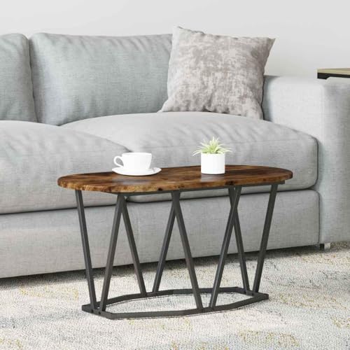 ULUYYUC Couchtisch Räuchereiche 80x40x40,5 cm mit Zickzack Metallbasis Rechteckig Braun Wohnzimmertisch Beistelltisch für drinnen Modernes Design von ULUYYUC