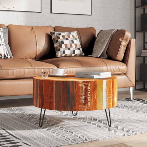 ULUYYUC Couchtisch Rund aus Recyceltem Massivholz Altholz Vintage Stil mit Eisenfüßen 70 cm Ø für Wohnzimmer Deko Einzigartiges Unikat ULUYYUC Couchtisch Rund aus Recyceltem Massivholz Altholz Vintage Stil mit Eisenfüßen 70 cm Ø für Wohnzimmer Deko Einzigartiges Unikat von ULUYYUC
