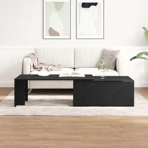 ULUYYUC Couchtisch Schwarz Eichenholz 150x50x35 cm Moderner Wohnzimmertisch mit Matt Oberfläche Platzsparend und Robust von ULUYYUC