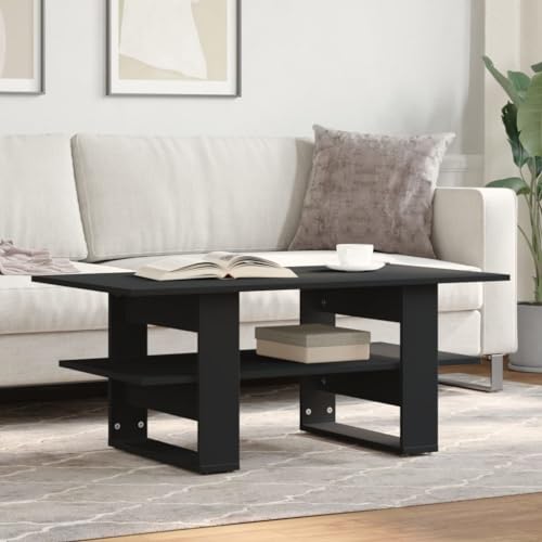 ULUYYUC Couchtisch Schwarz Holzwerkstoff 102x55x42 cm mit Einzigartigem Design und Stauraum für Wohnzimmer Schlafzimmer oder Flur von ULUYYUC