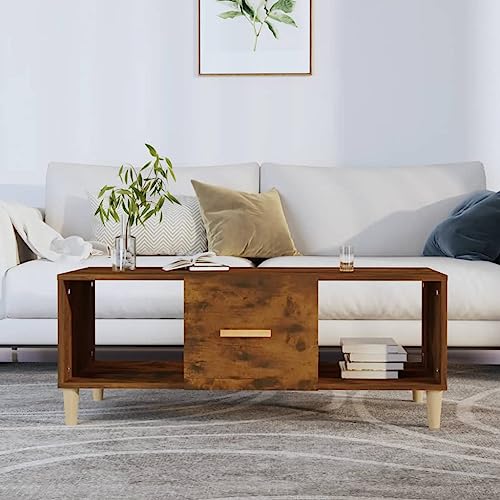 ULUYYUC Couchtisch aus Holzwerkstoff in Räuchereiche 102x50x40 cm mit Stauraum Moderner Beistelltisch für Wohnzimmer Dekoration und Praktische Aufbewahrung ULUYYUC Couchtisch aus Holzwerkstoff in Räuchereiche 102x50x40 cm mit Stauraum Moderner Beistelltisch für Wohnzimmer Dekoration und Praktische Aufbewahrung von ULUYYUC