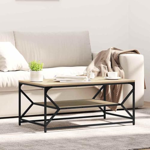 ULUYYUC Couchtisch mit Ablage Sonoma Eiche 90x50x40 cm Holzwerkstoff Modernes Design Wohnzimmer Tisch Braun ULUYYUC Couchtisch mit Ablage Sonoma Eiche 90x50x40 cm Holzwerkstoff Modernes Design Wohnzimmer Tisch Braun von ULUYYUC