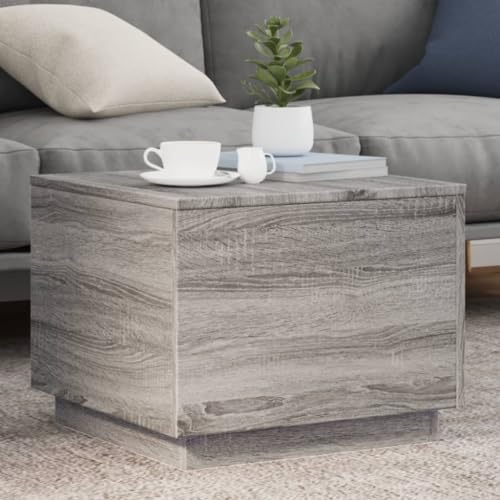 ULUYYUC Couchtisch mit RGB LED Grau Sonoma 50x50x40 cm Moderner Beistelltisch für Wohnzimmer Dekoration von ULUYYUC