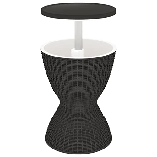 ULUYYUC Dining Table Esstisch Klein Bartisch Pflanztisch - 3-in-1 Tisch mit Eiskühler Schwarz Polypropylen für Campingplatz Wohnzimmer Balkon Esszimmer von ULUYYUC