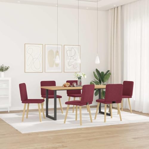 ULUYYUC Dining Tables Arbeitsplatte Küche Kleiner Küchentisch Kleiner Tisch - Esszimmerstühle 6 STK. Weinrot Stoff für Wohnzimmer Esszimmer Balkon Küche von ULUYYUC