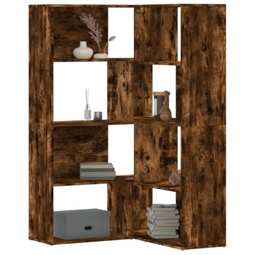 ULUYYUC Eck-Bücherregal 4 Etagen Räuchereiche Holzwerkstoff 85x85x140cm Eckregal mit 2 Montagemöglichkeiten Schmaler Schrank für Wohnzimmer Küche Büro ULUYYUC Eck-Bücherregal 4 Etagen Räuchereiche Holzwerkstoff 85x85x140cm Eckregal mit 2 Montagemöglichkeiten Schmaler Schrank für Wohnzimmer Küche Büro von ULUYYUC