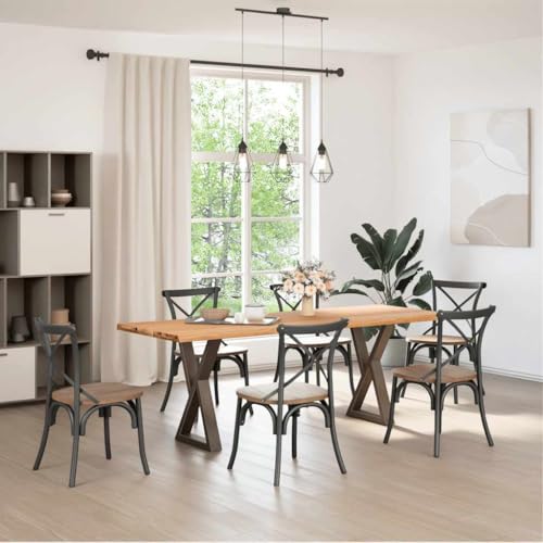 ULUYYUC Essentisch Esstisch Klein Bartisch Outdoor Kitchen Table - Esstisch mit Baumkanten Hellbraun 220x80x74 cm Massivholz Eiche für Camping Büro Esszimmer Balkon von ULUYYUC