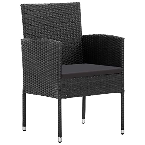 ULUYYUC Essstühle Campingstuhl Gartenstühle Balkon Möbel - Gartenstühle mit Kissen in Schwarz 2 STK. Schwarz Poly Rattan für Esszimmer Sauna Balkon Campingplatz von ULUYYUC